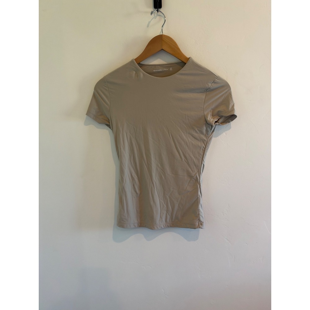 Abercrombie & Fitch Essential Body Suit Tee Taupe Beige Short Sleeve XS Womens